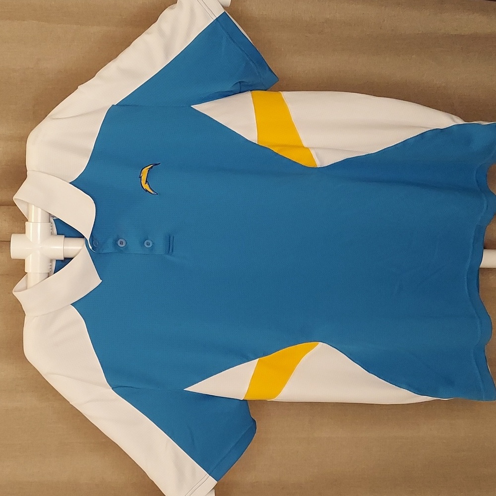 * NFL Los Angeles Chargers Tri-colored Embroidered Adidas Sports  3-Button Polo